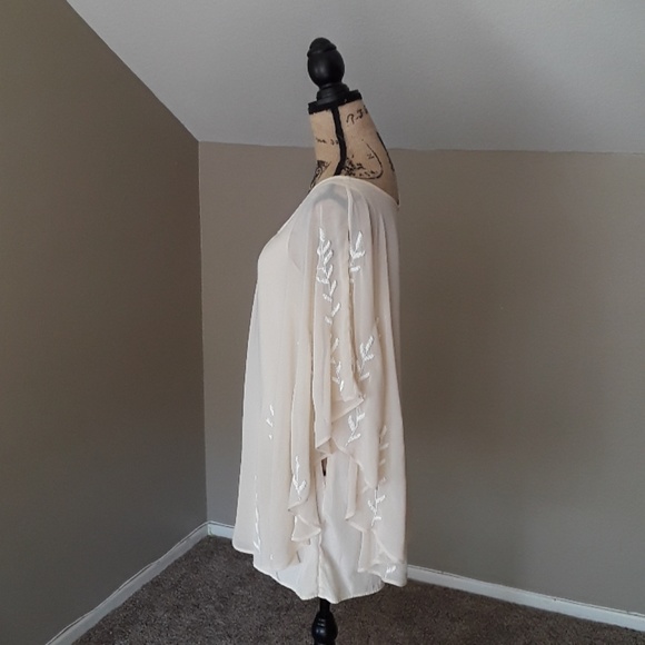 🥳HP🥳 NWT, Free People Nude Embellished Cape Dress - Picture 12 of 17